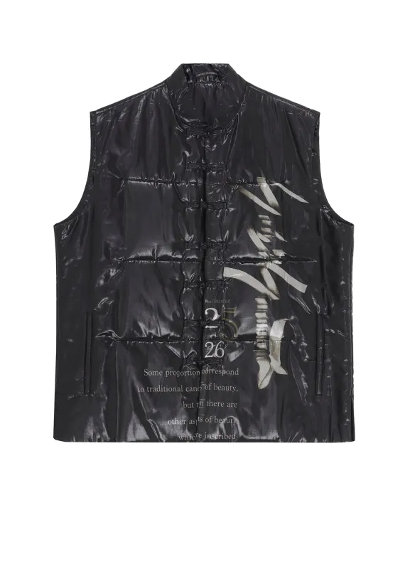 PAPER LOGO PRINTED CHINESE COLLAR VEST made by Yohji Yamamoto