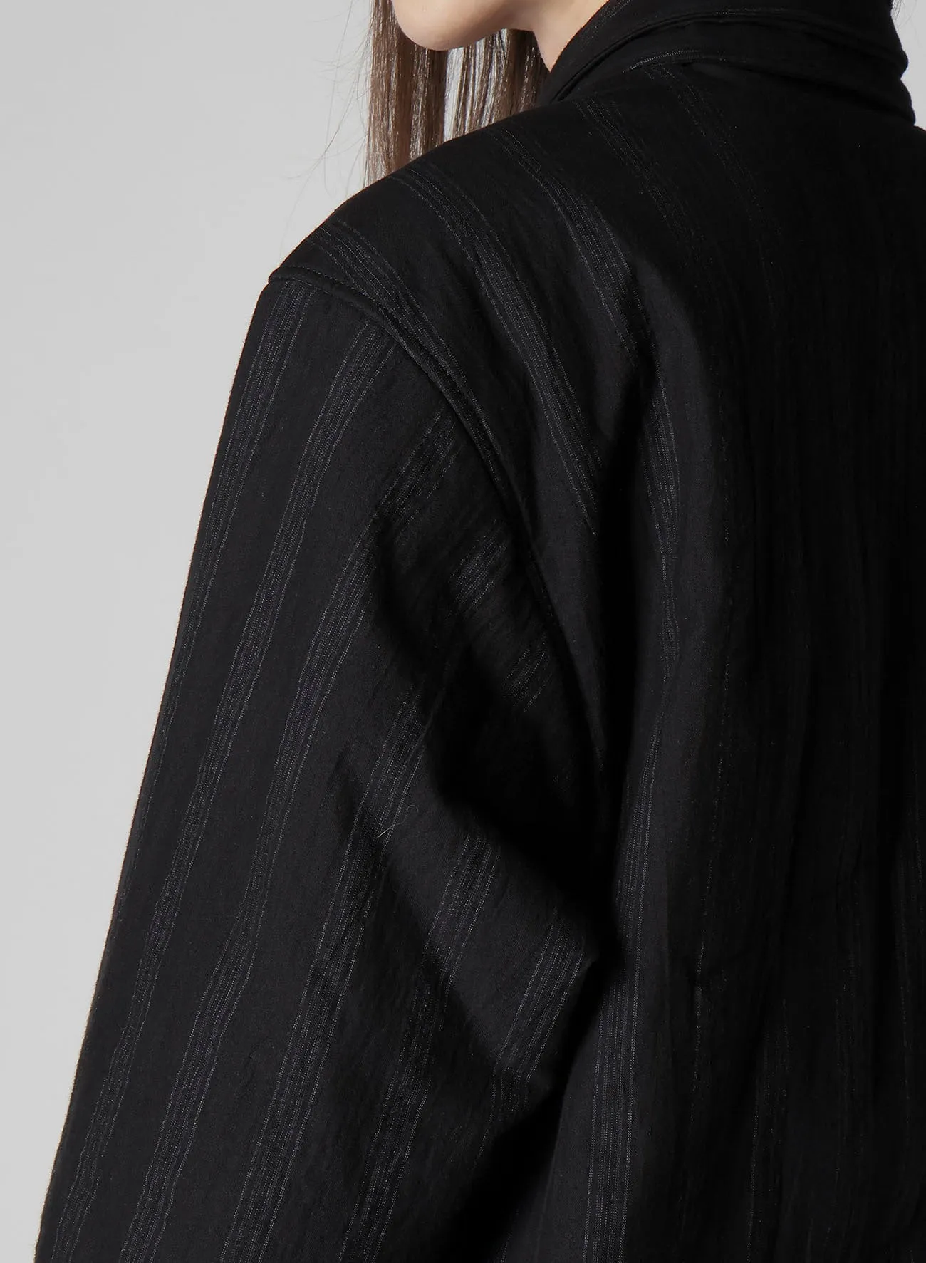 COTTON STRIPE 2COLLAR DIAGONAL PADDED BLOUSE sold by Yohji Yamamoto product image thumbnail 4