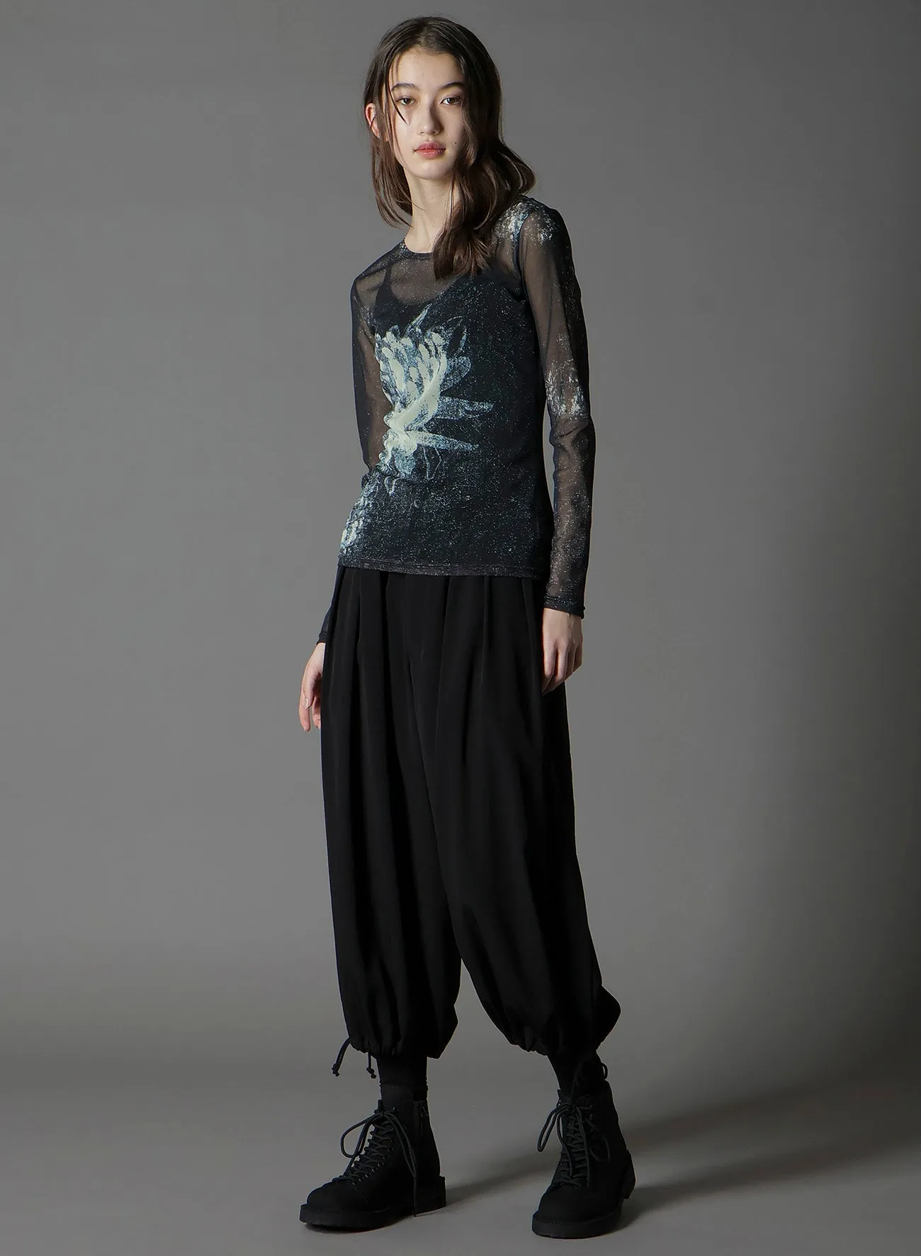 SOFT TULLE FLORAL PATTERN ROUND NECK TULLE sold by Yohji Yamamoto product image thumbnail 5