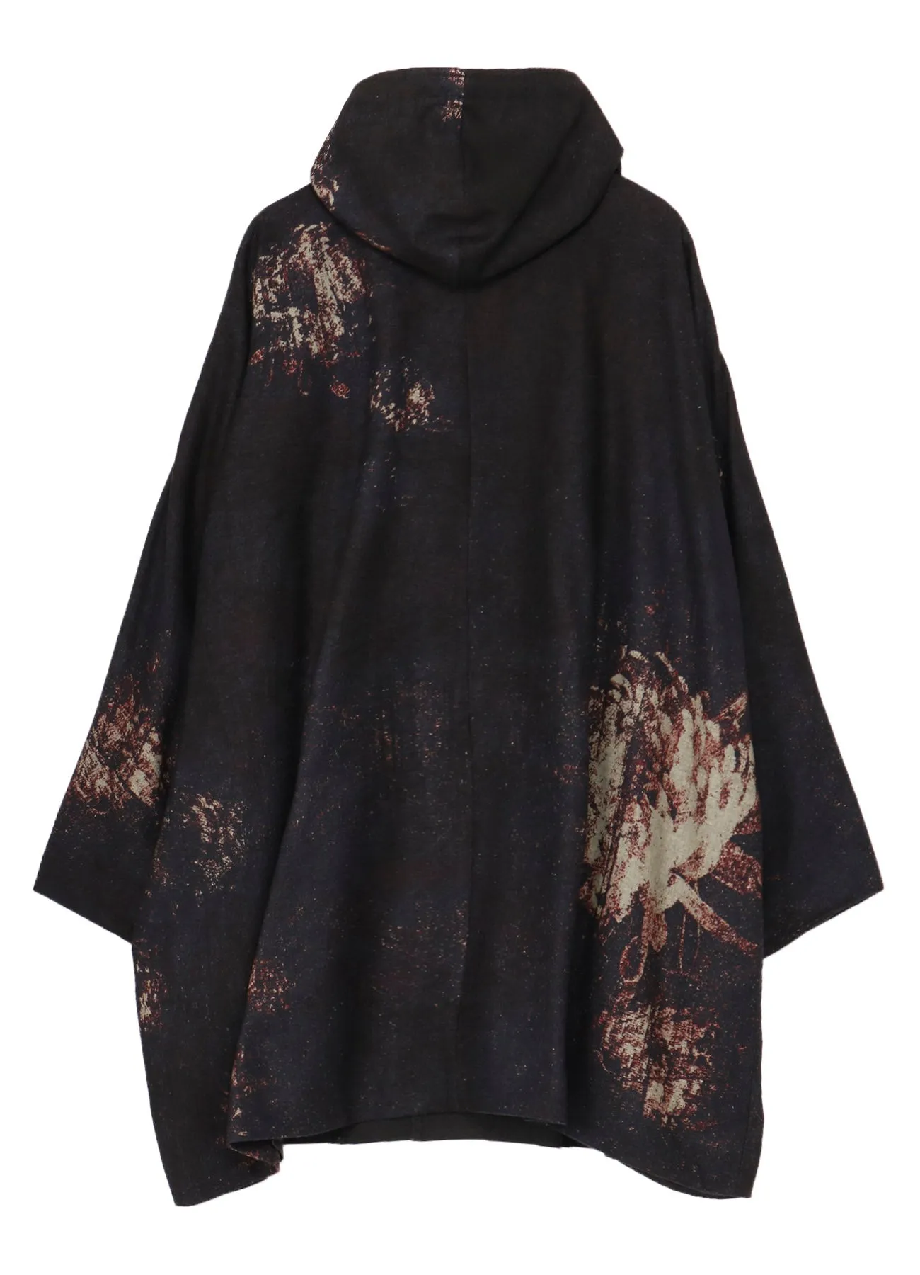FLANNEL FLORAL PATTERN FRONT OPEN PONCHO COAT sold by Yohji Yamamoto product image thumbnail 3