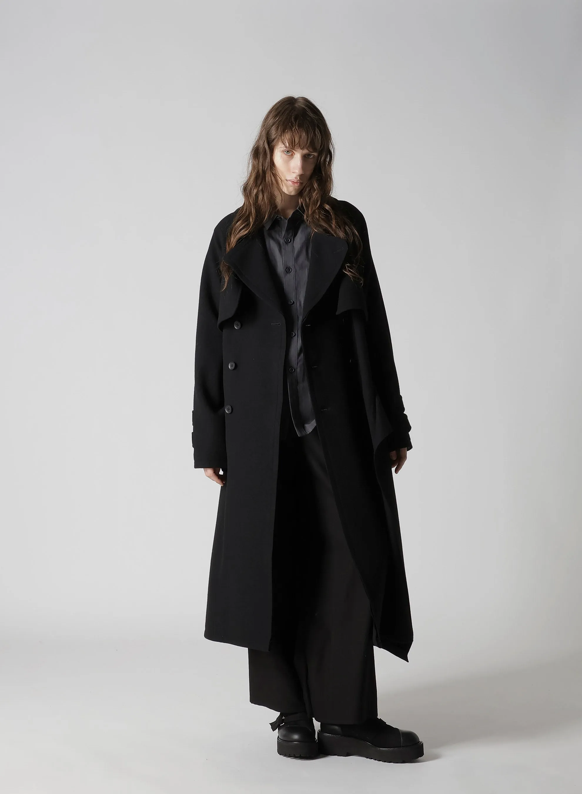 WOOL MOSSER BACK DRAPE TRENCH COAT sold by Yohji Yamamoto product image thumbnail 5