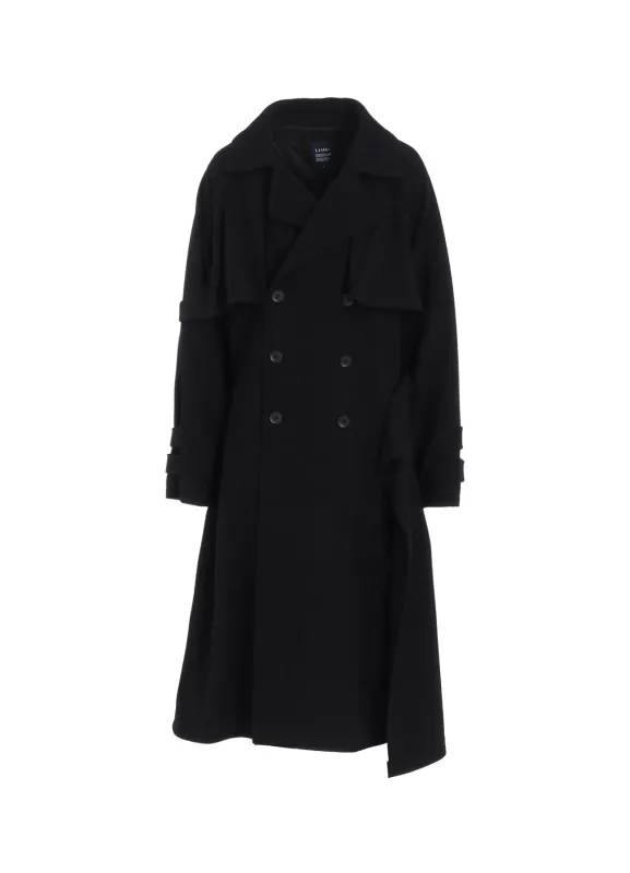 WOOL MOSSER BACK DRAPE TRENCH COAT sold by Yohji Yamamoto