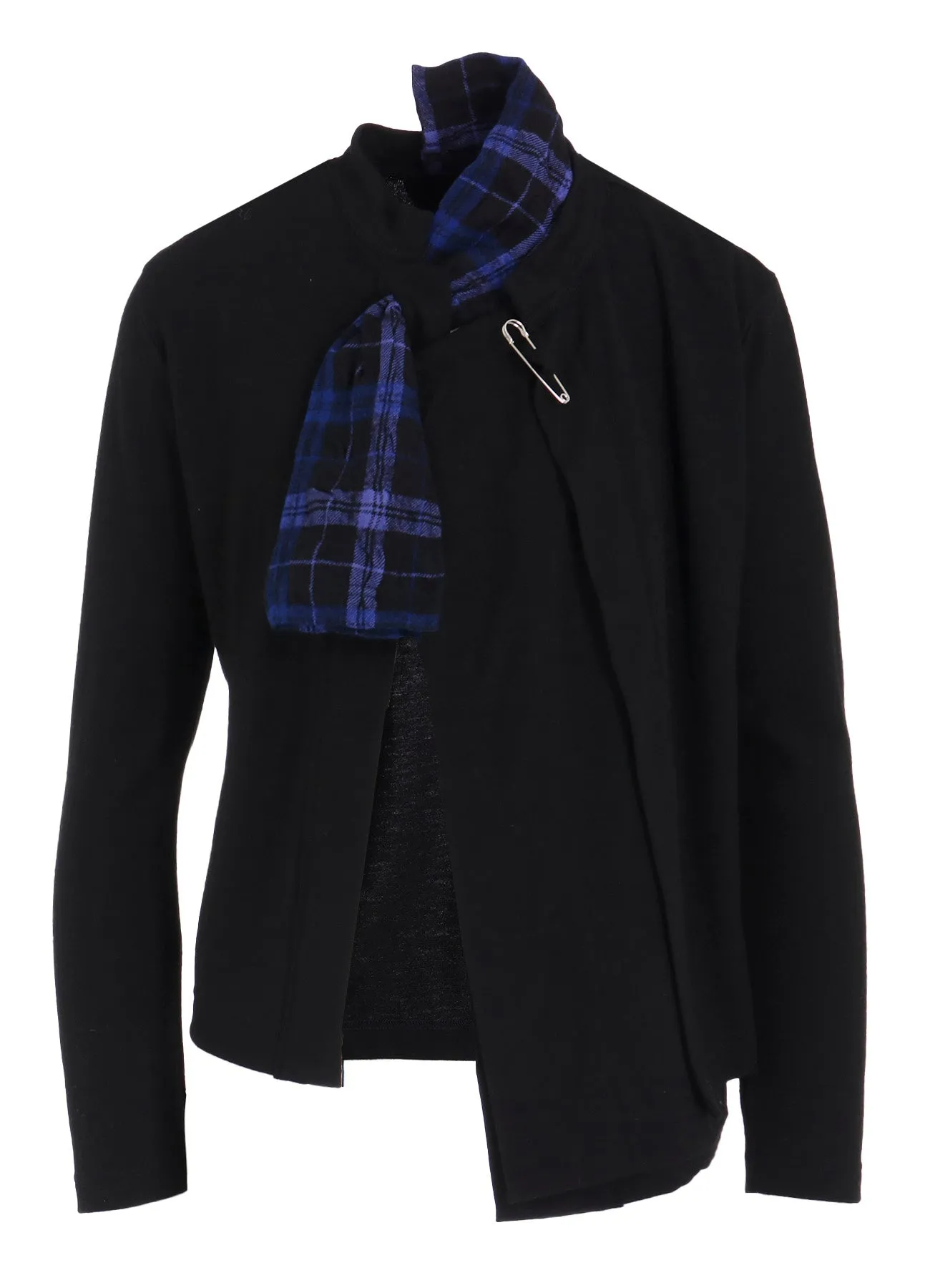MILLED PLAID WOOL UNBALANCED RIBBON CARDIGAN sold by Yohji Yamamoto product image thumbnail 2