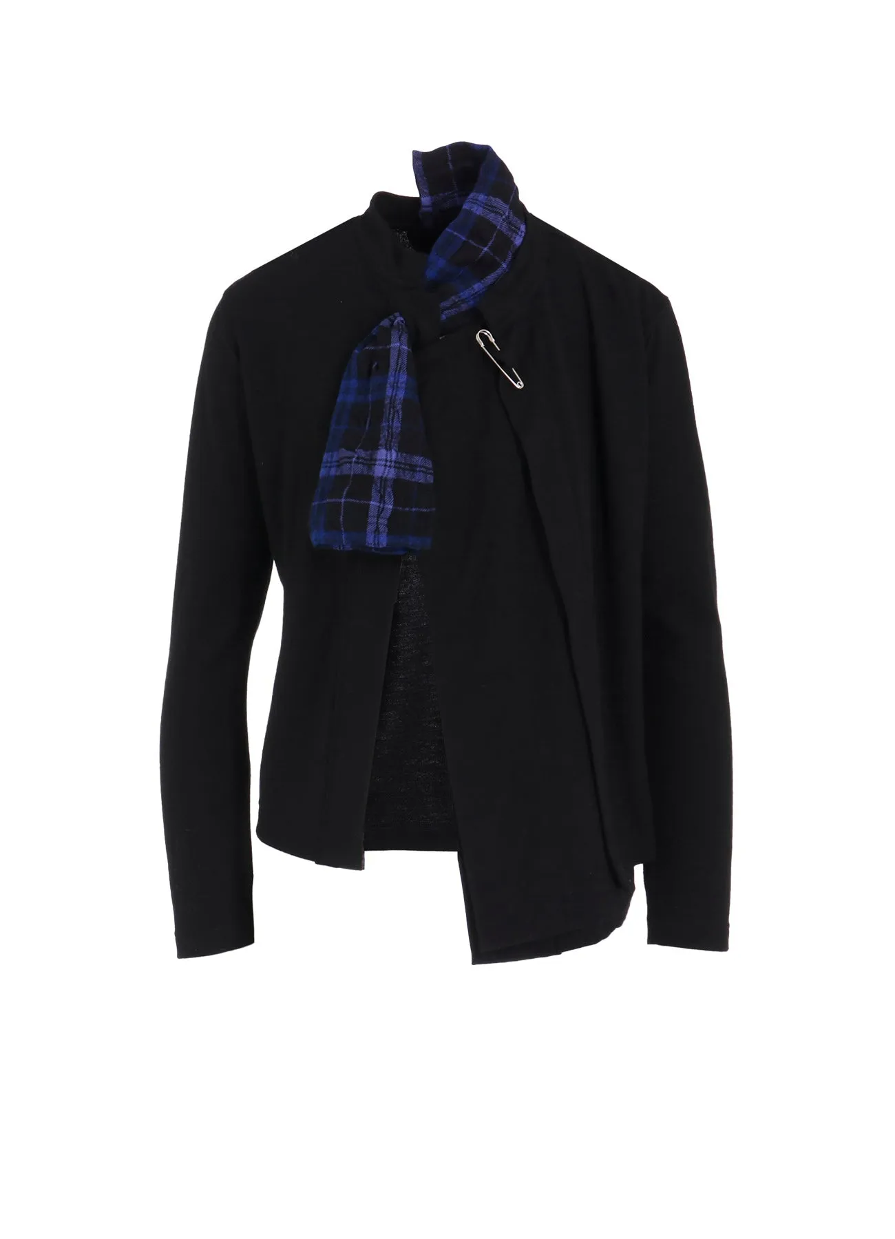 MILLED PLAID WOOL UNBALANCED RIBBON CARDIGAN sold by Yohji Yamamoto