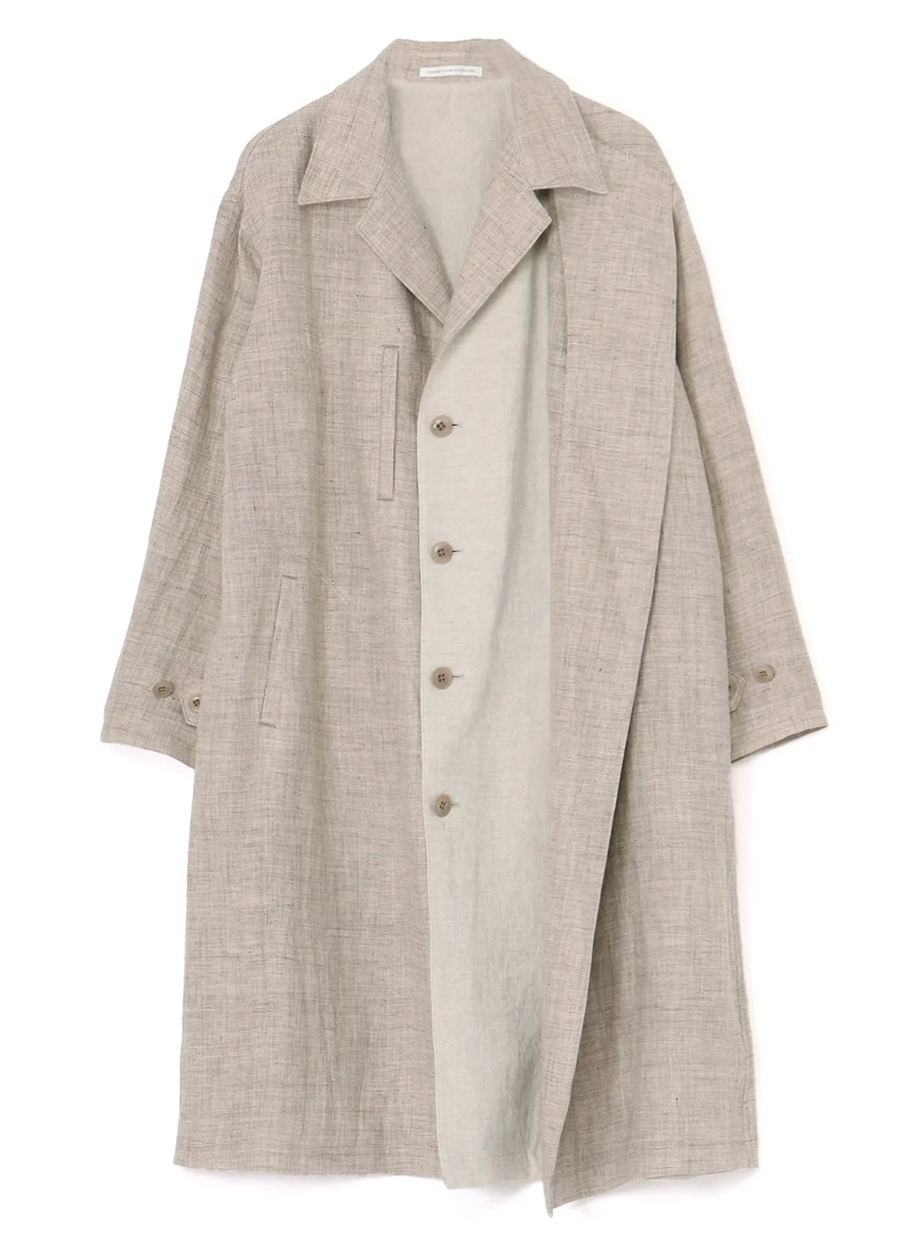 LINEN TWEED DOUBLE LAYERED COAT sold by Yohji Yamamoto product image thumbnail 3