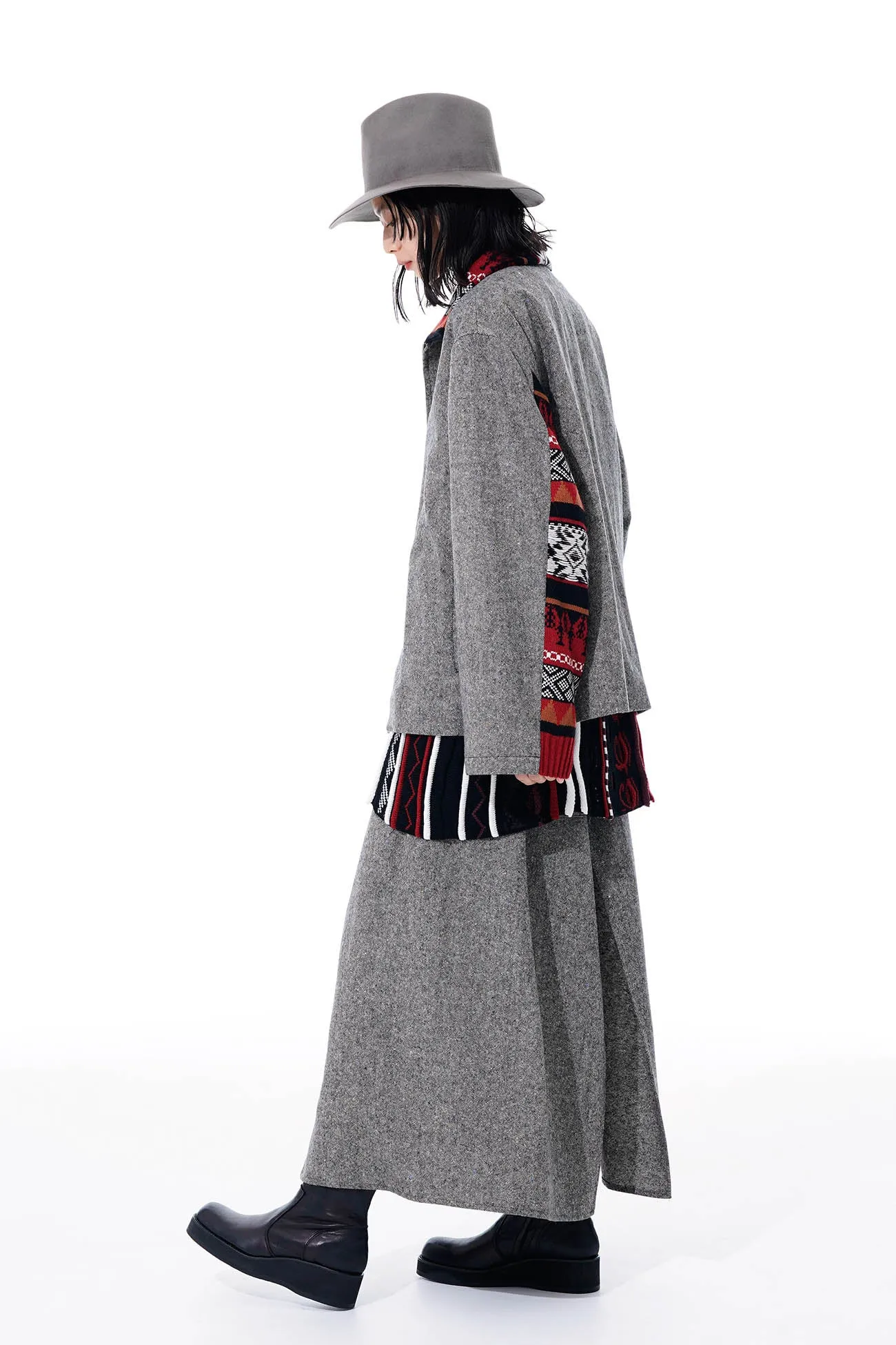 ETERMINE NEP TWEED + NORDIC PATTERN KNIT WRAP PANTS sold by Yohji Yamamoto product image thumbnail 4