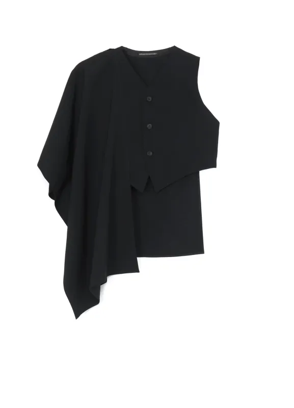 GABARDINE R STOLE DETAIL VEST sold by Yohji Yamamoto
