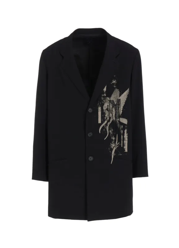 WASHER WOOL GABARDINE PRINT EMBROIDERY TAILORED JACKET sold by Yohji Yamamoto