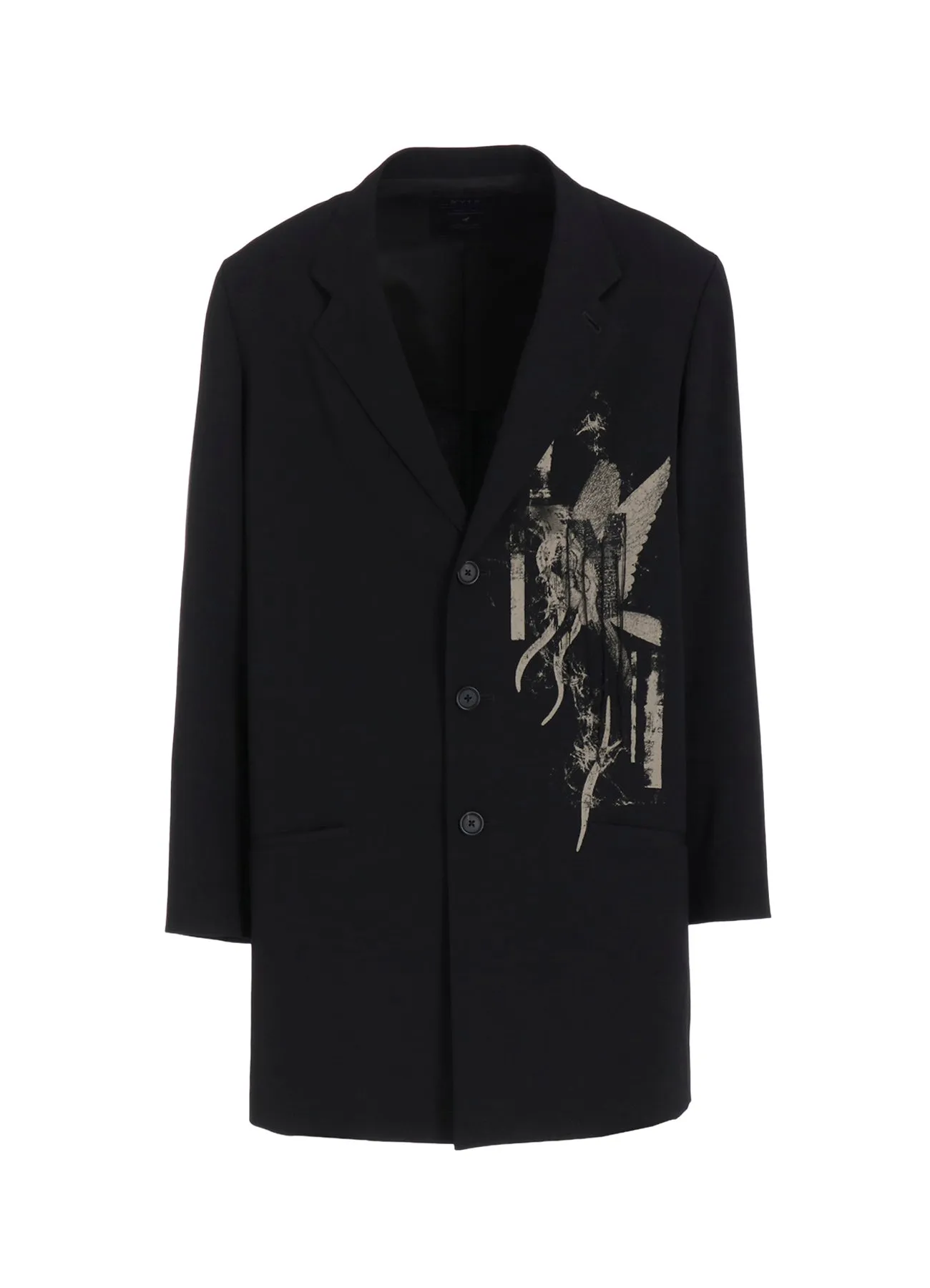 WASHER WOOL GABARDINE PRINT EMBROIDERY TAILORED JACKET sold by Yohji Yamamoto