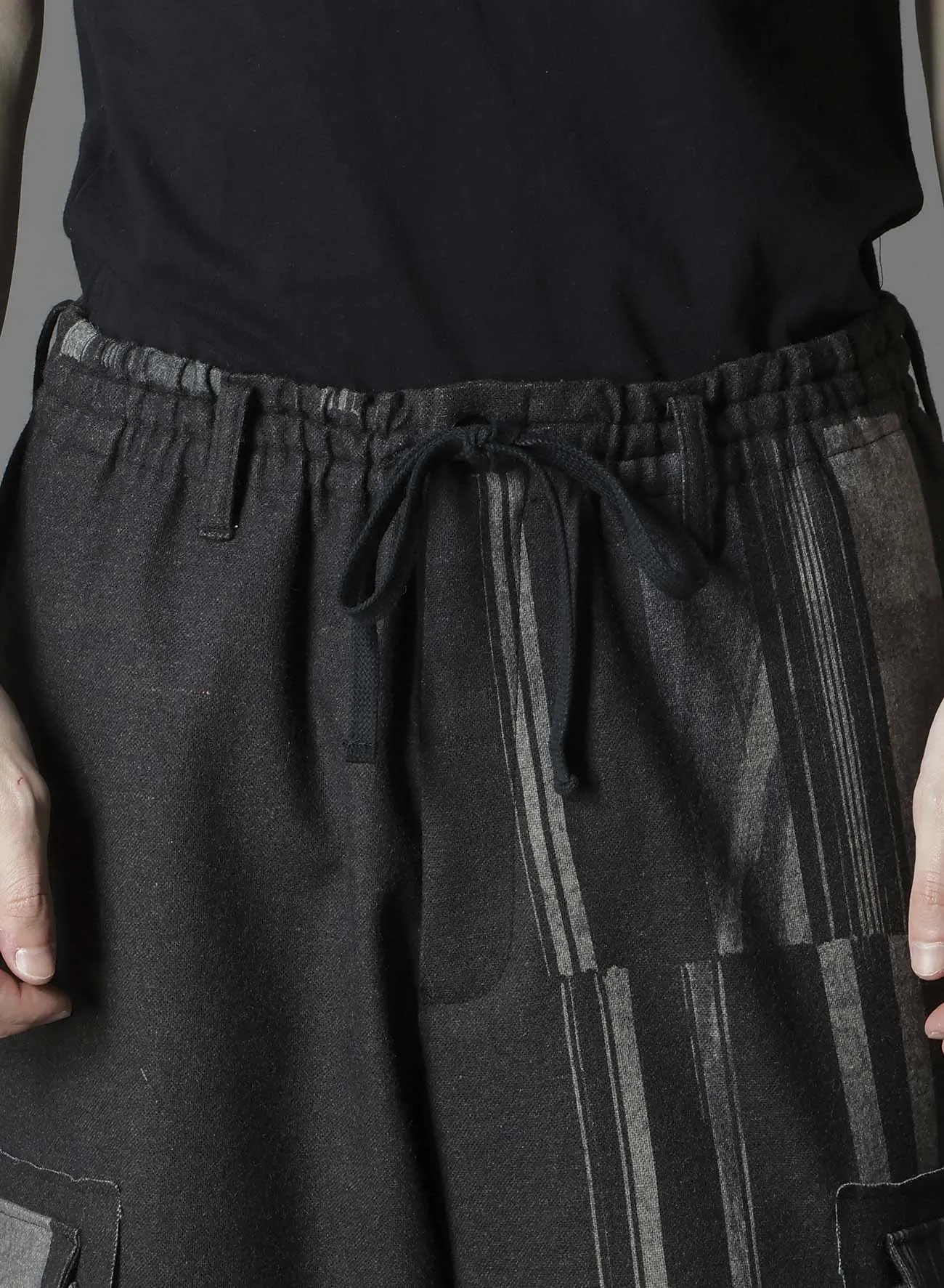 FLANNEL STRIPE PATTERN STANDARD RIBBED HEM CARGO sold by Yohji Yamamoto product image thumbnail 5