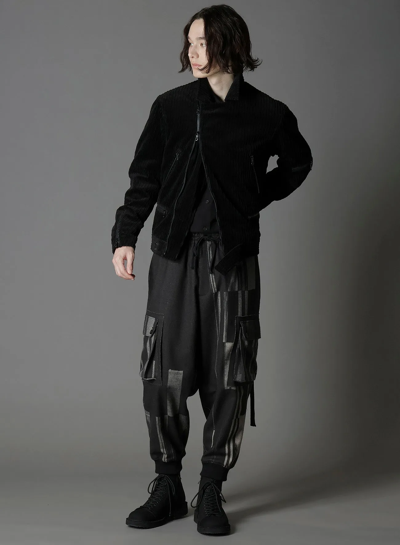 FLANNEL STRIPE PATTERN STANDARD RIBBED HEM CARGO sold by Yohji Yamamoto product image thumbnail 2