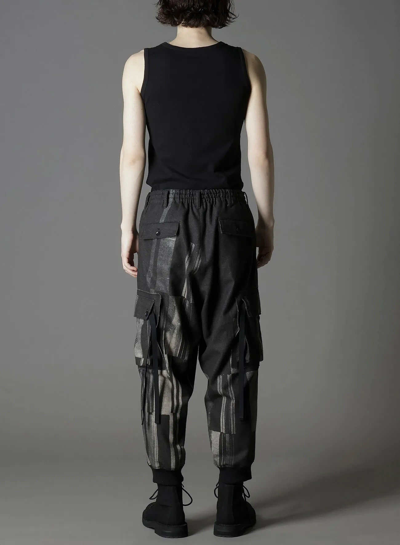 FLANNEL STRIPE PATTERN STANDARD RIBBED HEM CARGO sold by Yohji Yamamoto product image thumbnail 3