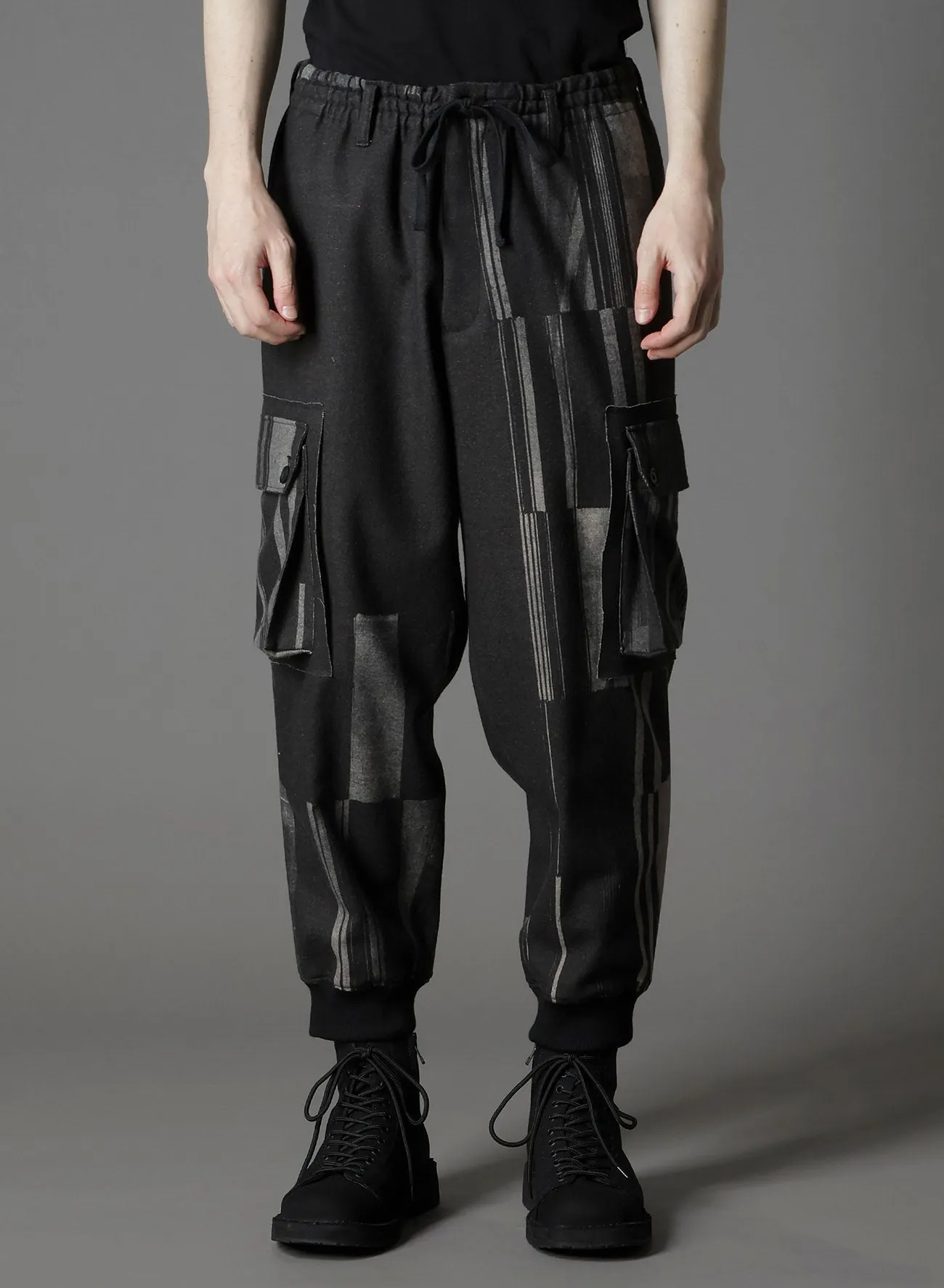 FLANNEL STRIPE PATTERN STANDARD RIBBED HEM CARGO sold by Yohji Yamamoto product image thumbnail 4