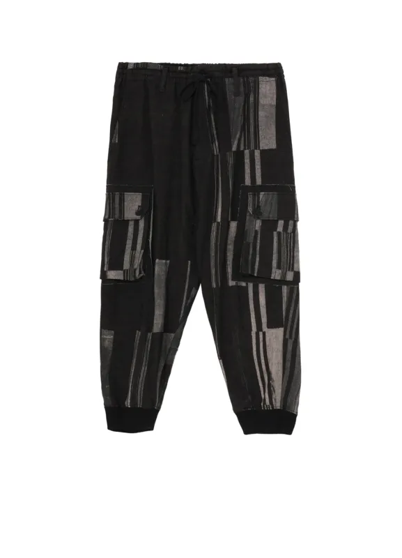 FLANNEL STRIPE PATTERN STANDARD RIBBED HEM CARGO sold by Yohji Yamamoto