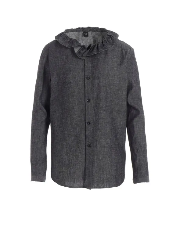 6OZ GATHER COLLAR DENIM SHIRT made by Yohji Yamamoto