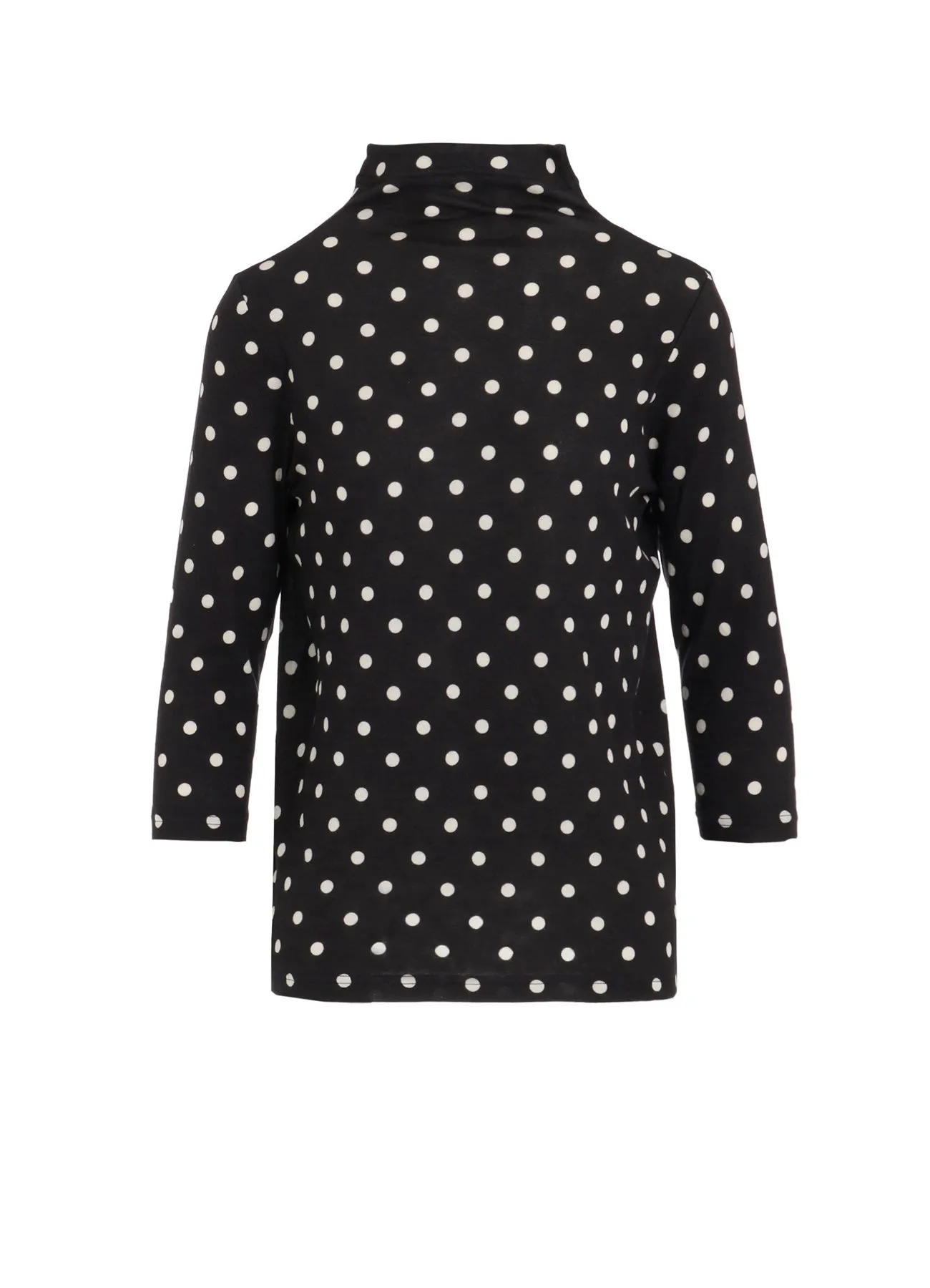 80/1 DUAL-LAYER JERSEY DOT PRINT BOTTLE NECK 3/4 SLEEVE SHIRT sold by Yohji Yamamoto