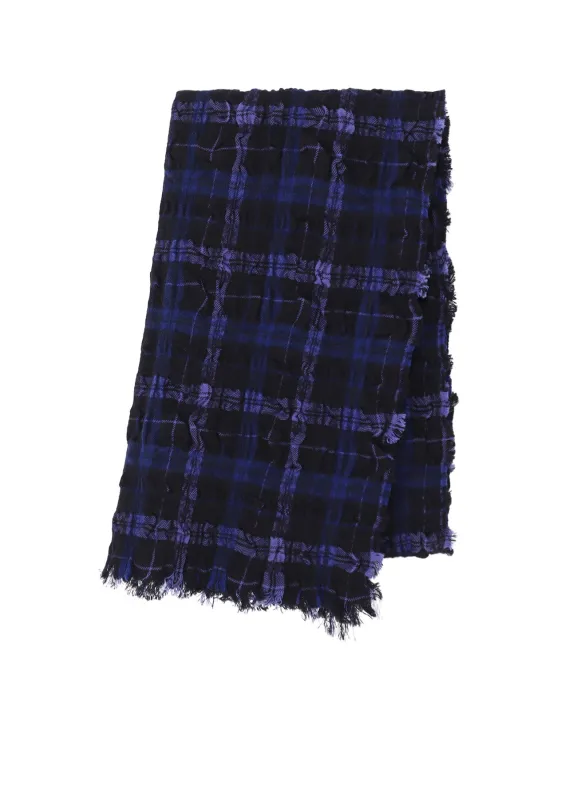 MILLED WOOL COTTON PLAID STOLE sold by Yohji Yamamoto