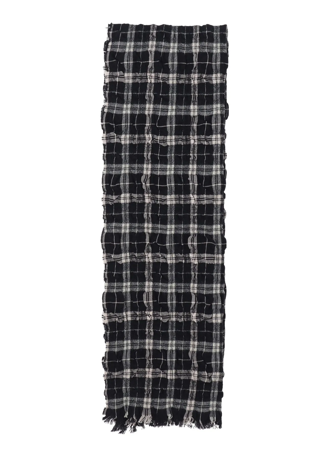 MILLED WOOL COTTON PLAID STOLE sold by Yohji Yamamoto product image thumbnail 4