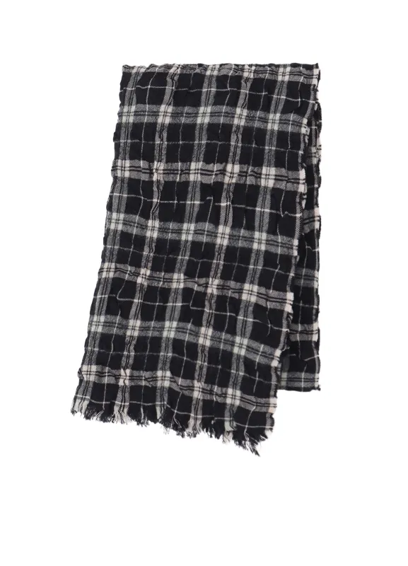MILLED WOOL COTTON PLAID STOLE sold by Yohji Yamamoto