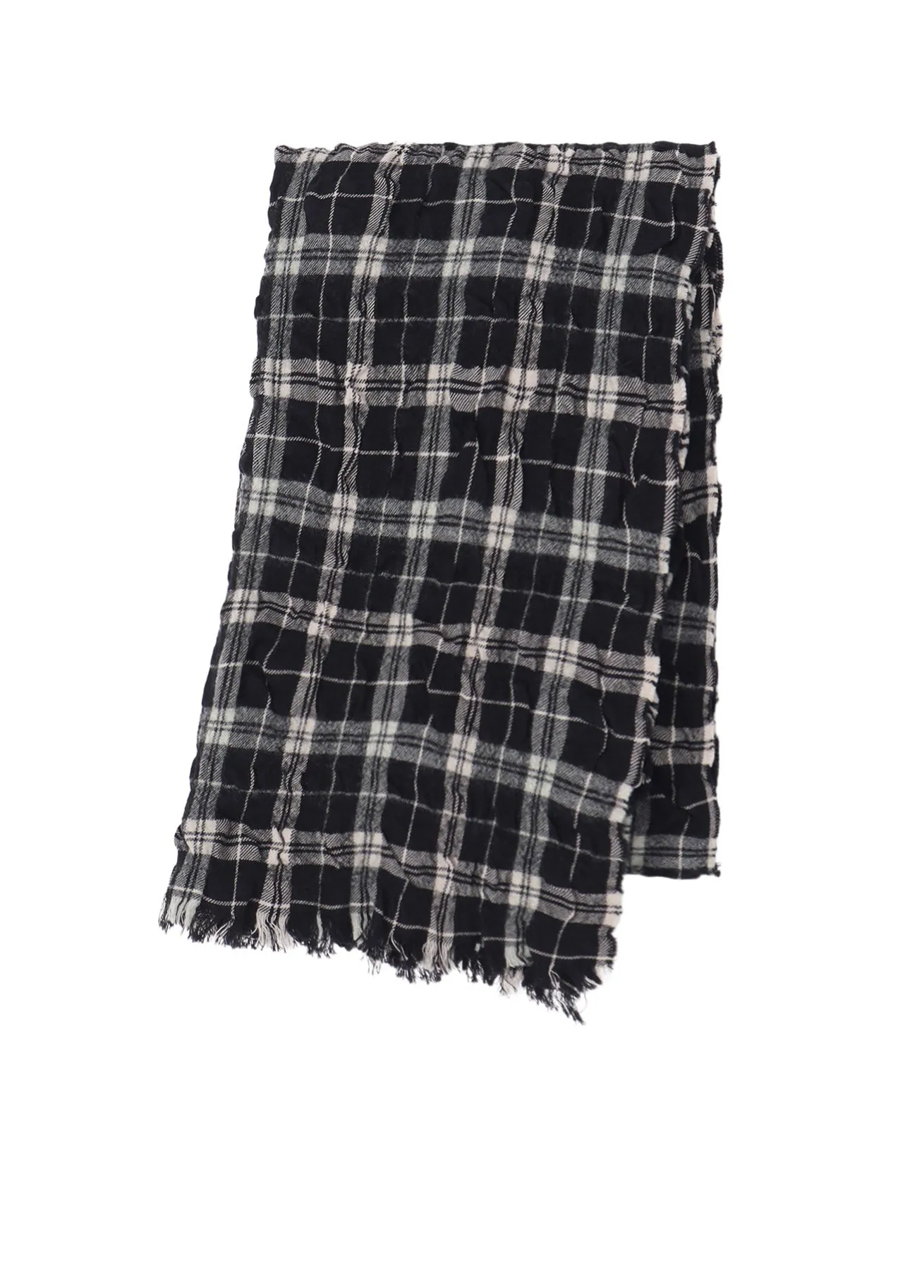MILLED WOOL COTTON PLAID STOLE sold by Yohji Yamamoto