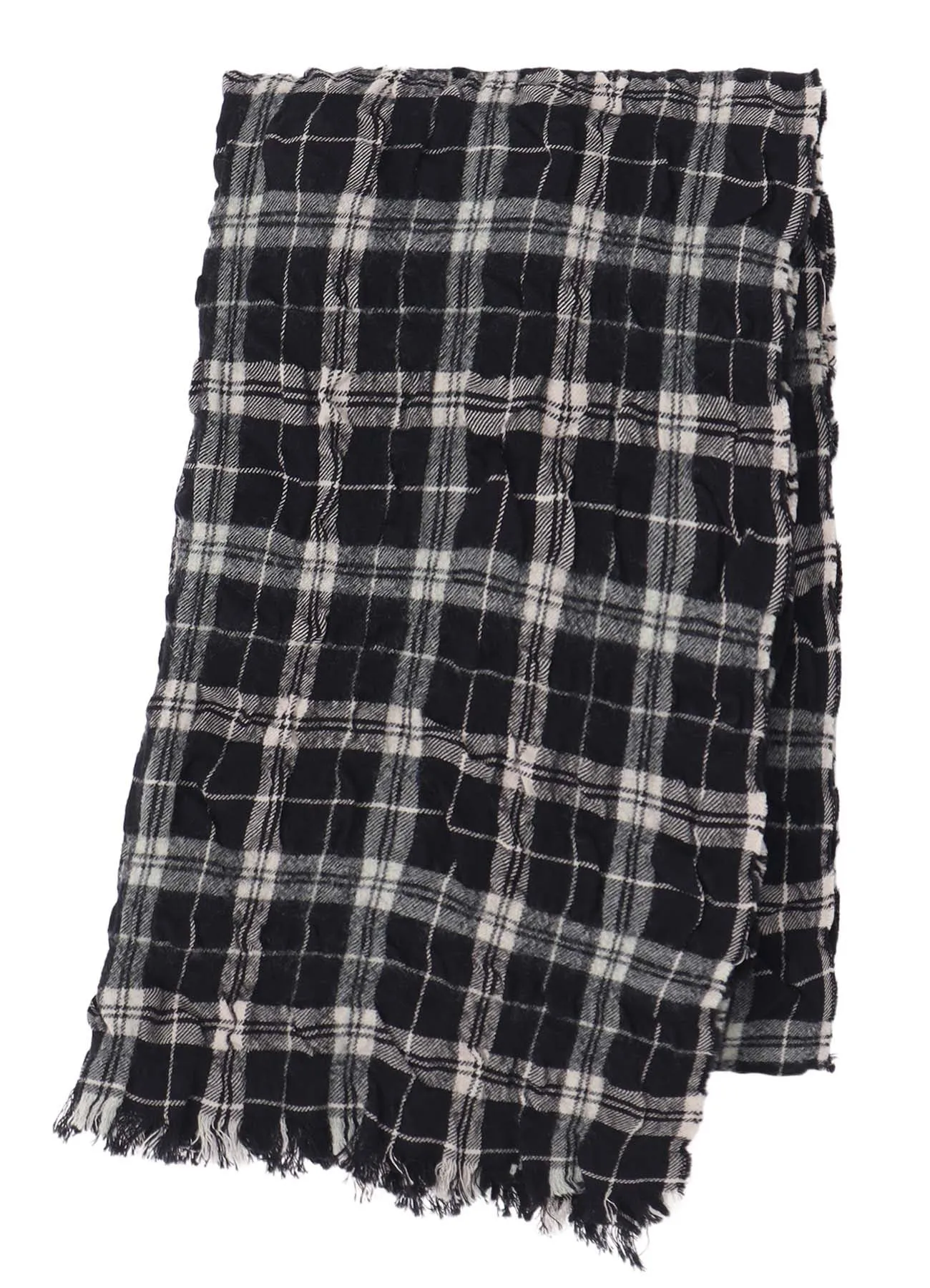 MILLED WOOL COTTON PLAID STOLE sold by Yohji Yamamoto product image thumbnail 2