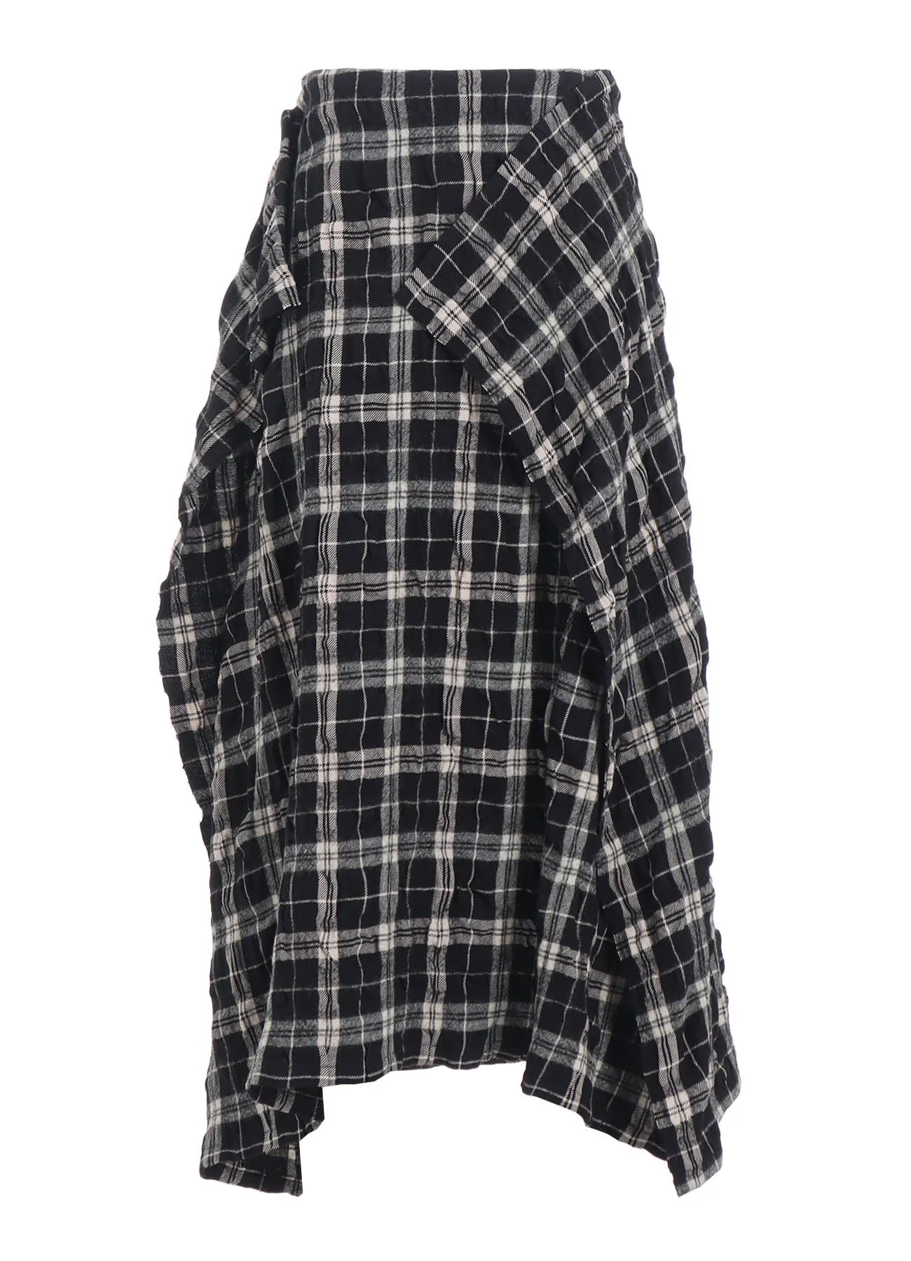 MILLED WOOL COTTON PLAID SKIRT sold by Yohji Yamamoto product image thumbnail 4