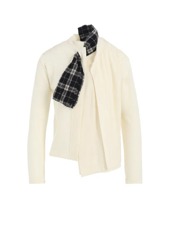 MILLED PLAID WOOL UNBALANCED RIBBON CARDIGAN made by Yohji Yamamoto