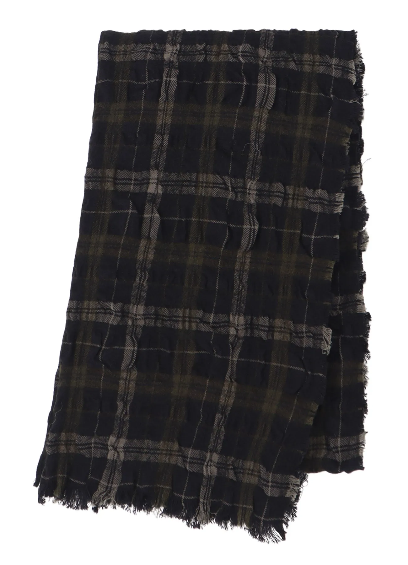 MILLED WOOL COTTON PLAID STOLE sold by Yohji Yamamoto product image thumbnail 2