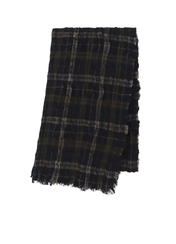 MILLED WOOL COTTON PLAID STOLE sold by Yohji Yamamoto