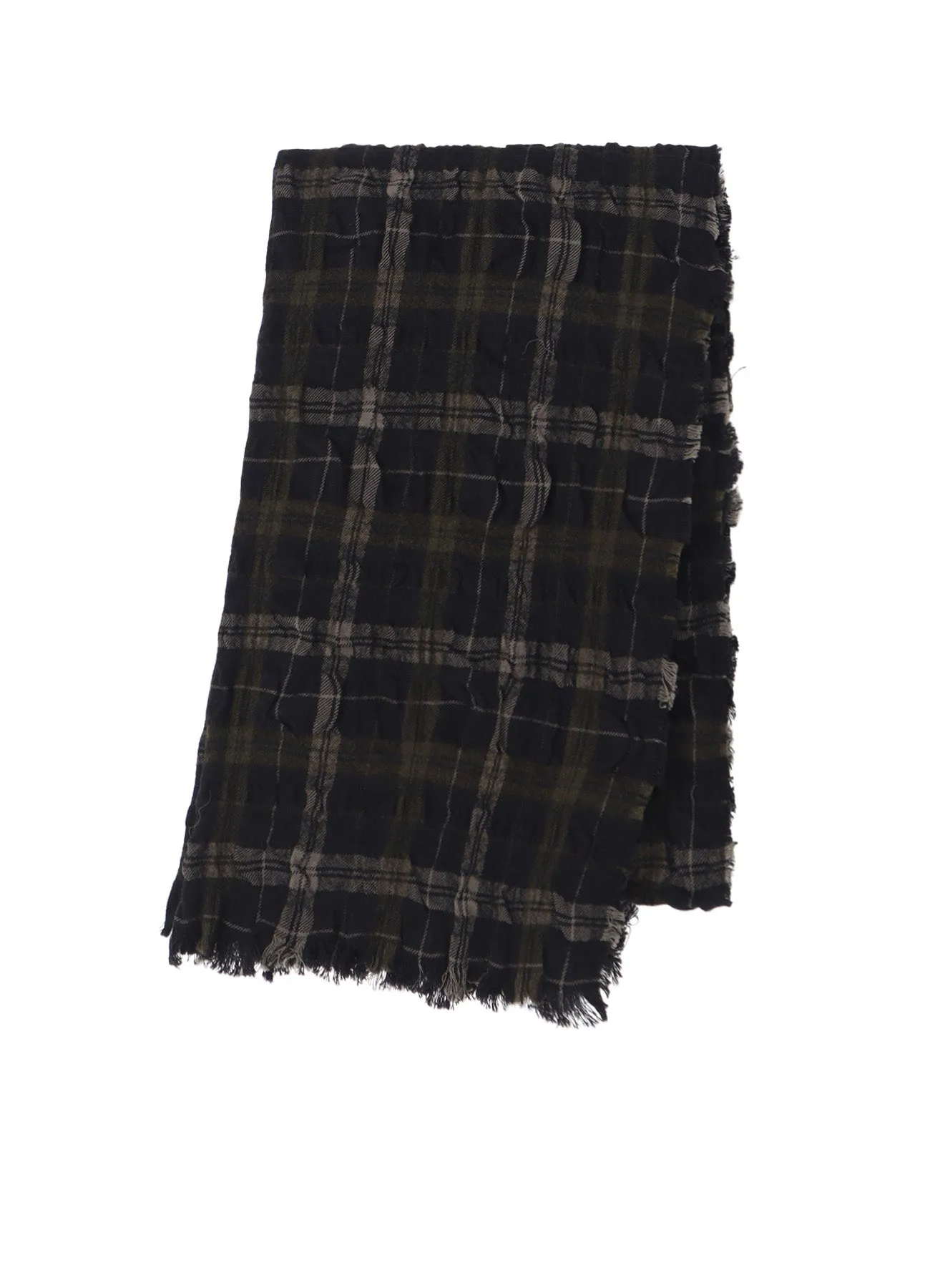 MILLED WOOL COTTON PLAID STOLE sold by Yohji Yamamoto
