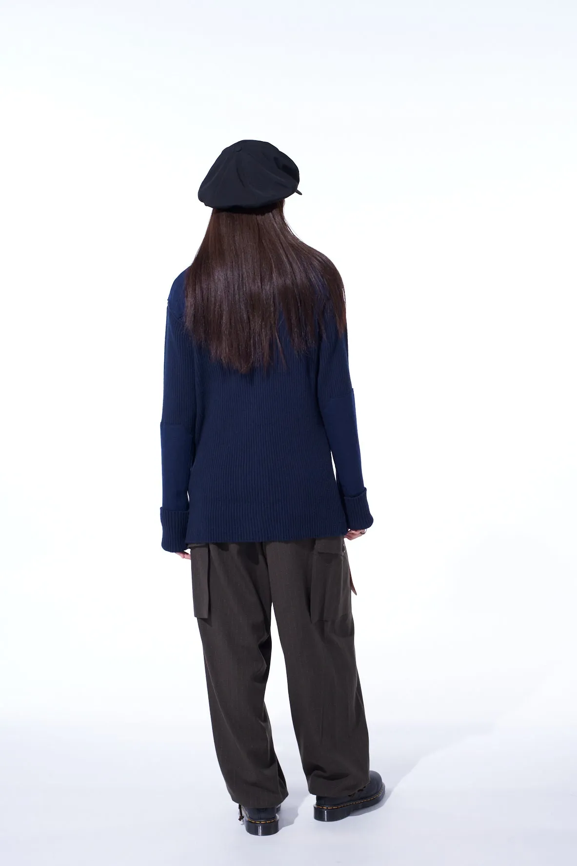 7G WOOL COTTON RIB ZIP-UP WITH FLANNEL SHOULDER AND ELBOW PATCHES sold by Yohji Yamamoto product image thumbnail 4