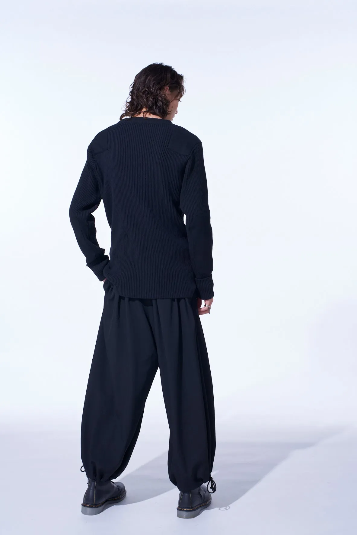 7G WOOL COTTON RIB PULLOVER WITH FLANNEL SHOULDER AND ELBOW PATCHES sold by Yohji Yamamoto product image thumbnail 4