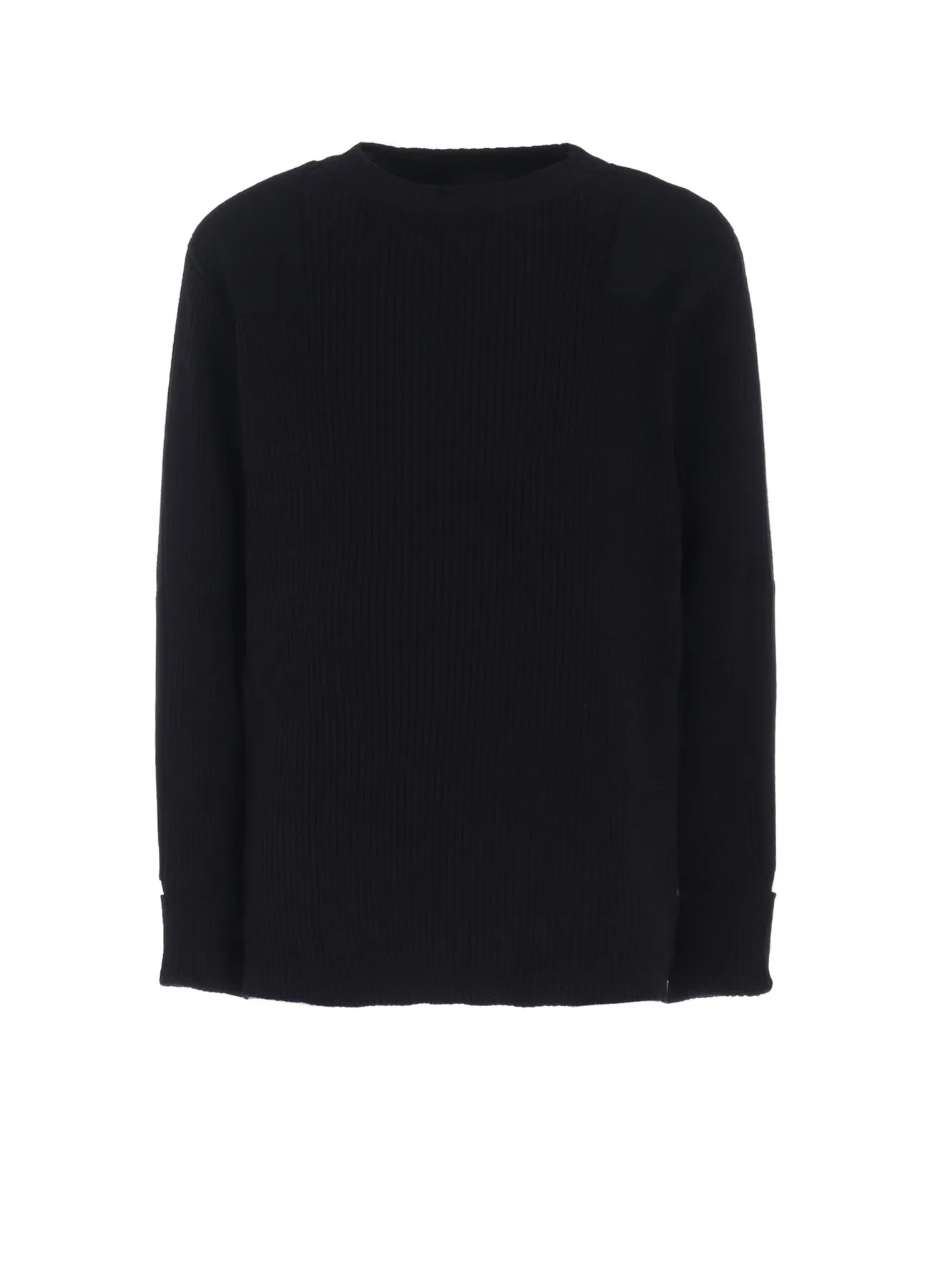 7G WOOL COTTON RIB PULLOVER WITH FLANNEL SHOULDER AND ELBOW PATCHES sold by Yohji Yamamoto