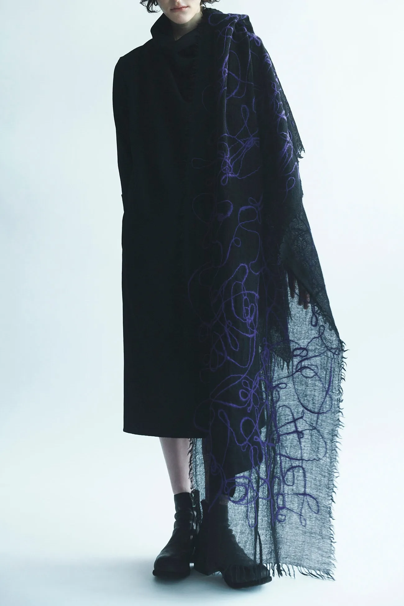 WOOL GAUZE NEEDLE PUNCH STOLE sold by Yohji Yamamoto product image thumbnail 2