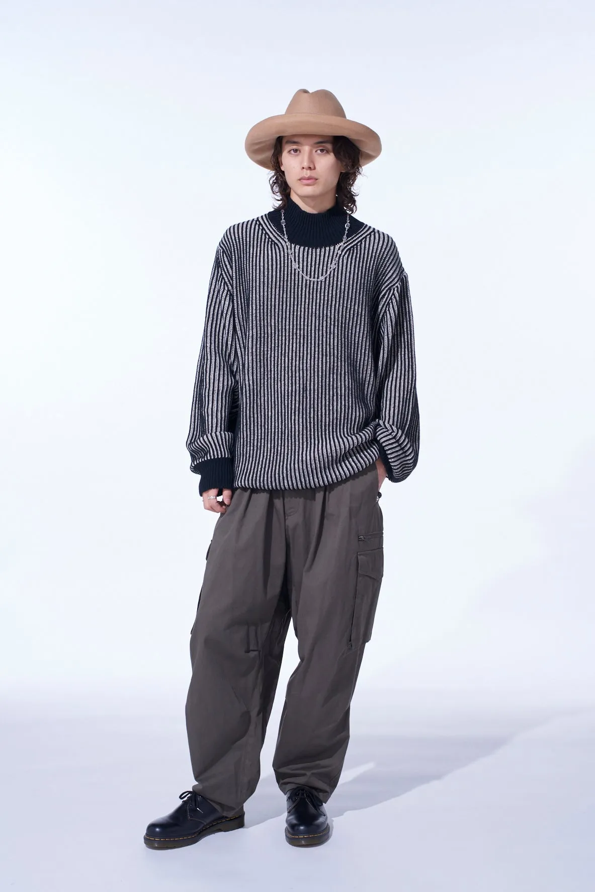 5G BULKY WOOL RIB STITCH OVERSIZED HIGH NECK KNIT sold by Yohji Yamamoto product image thumbnail 2