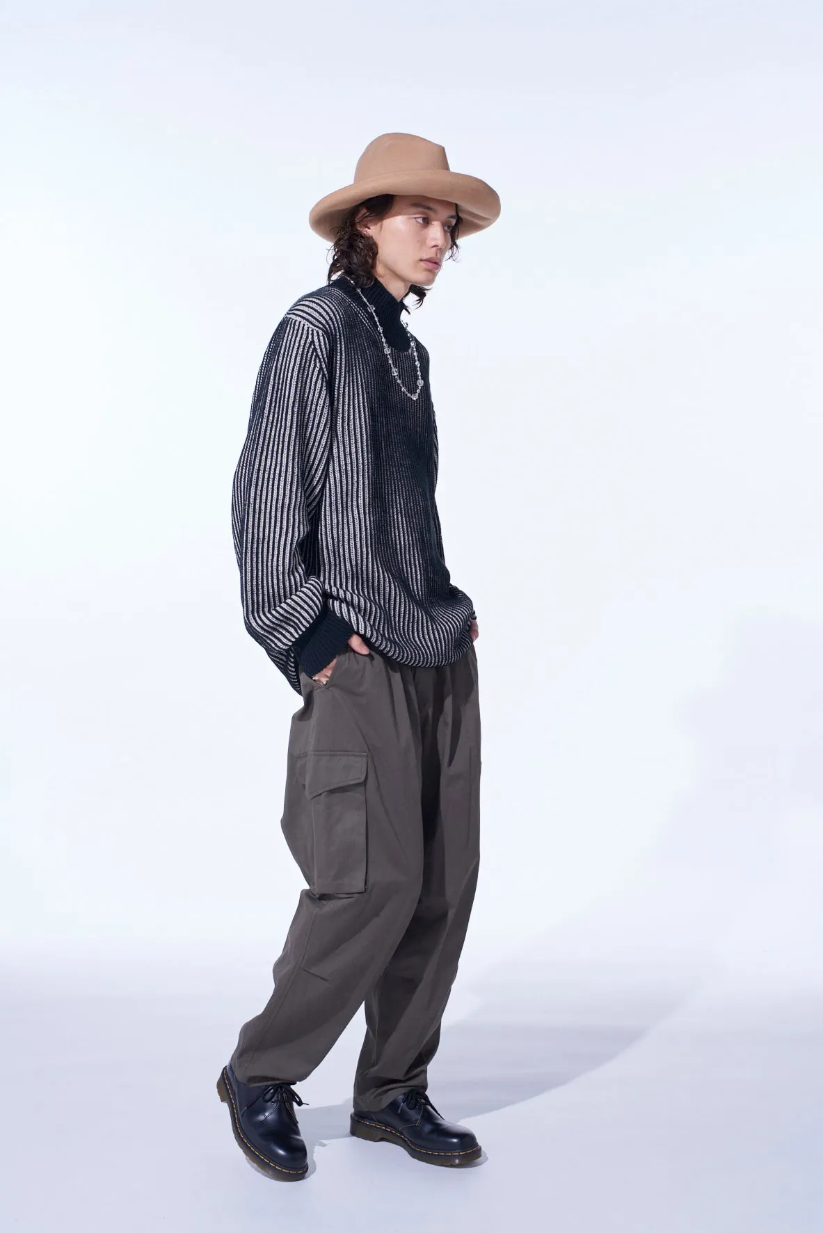 5G BULKY WOOL RIB STITCH OVERSIZED HIGH NECK KNIT sold by Yohji Yamamoto product image thumbnail 5