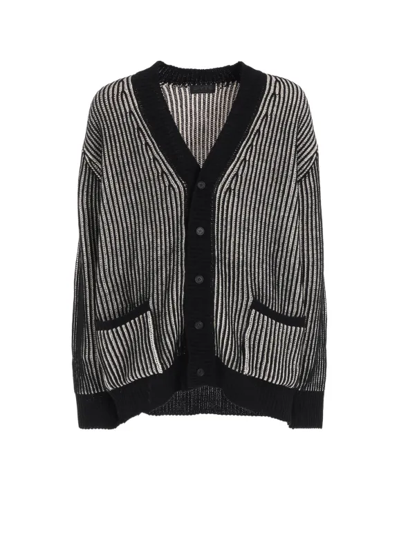 5G BULKY WOOL RIB STITCH V-NECK CARDIGAN sold by Yohji Yamamoto