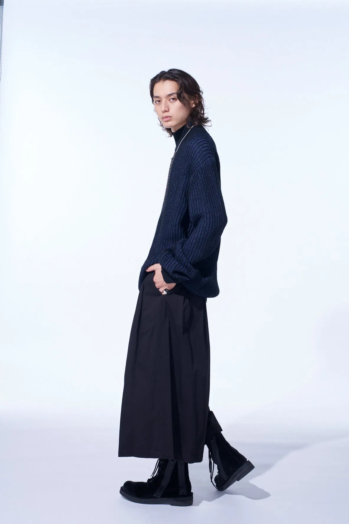 5G BULKY WOOL RIB STITCH OVERSIZED HIGH NECK KNIT sold by Yohji Yamamoto product image thumbnail 3