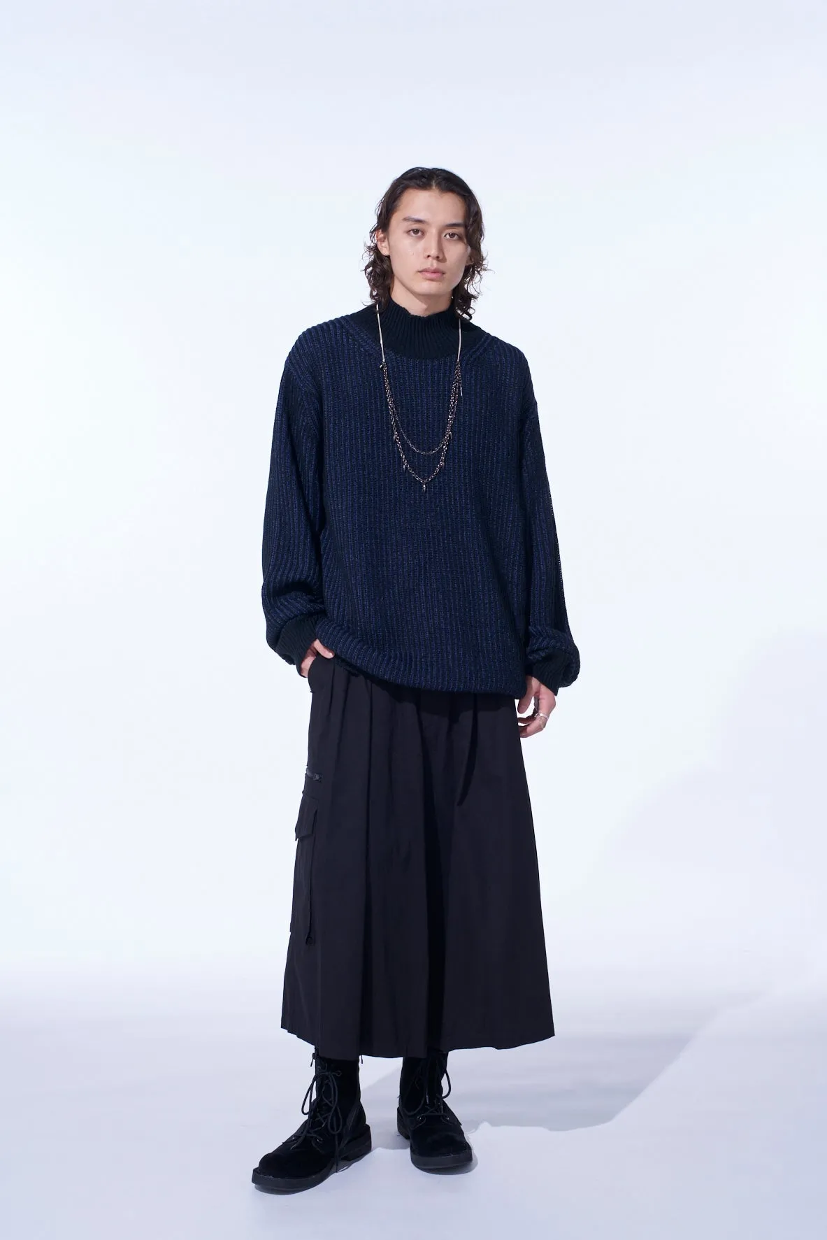 5G BULKY WOOL RIB STITCH OVERSIZED HIGH NECK KNIT sold by Yohji Yamamoto product image thumbnail 2