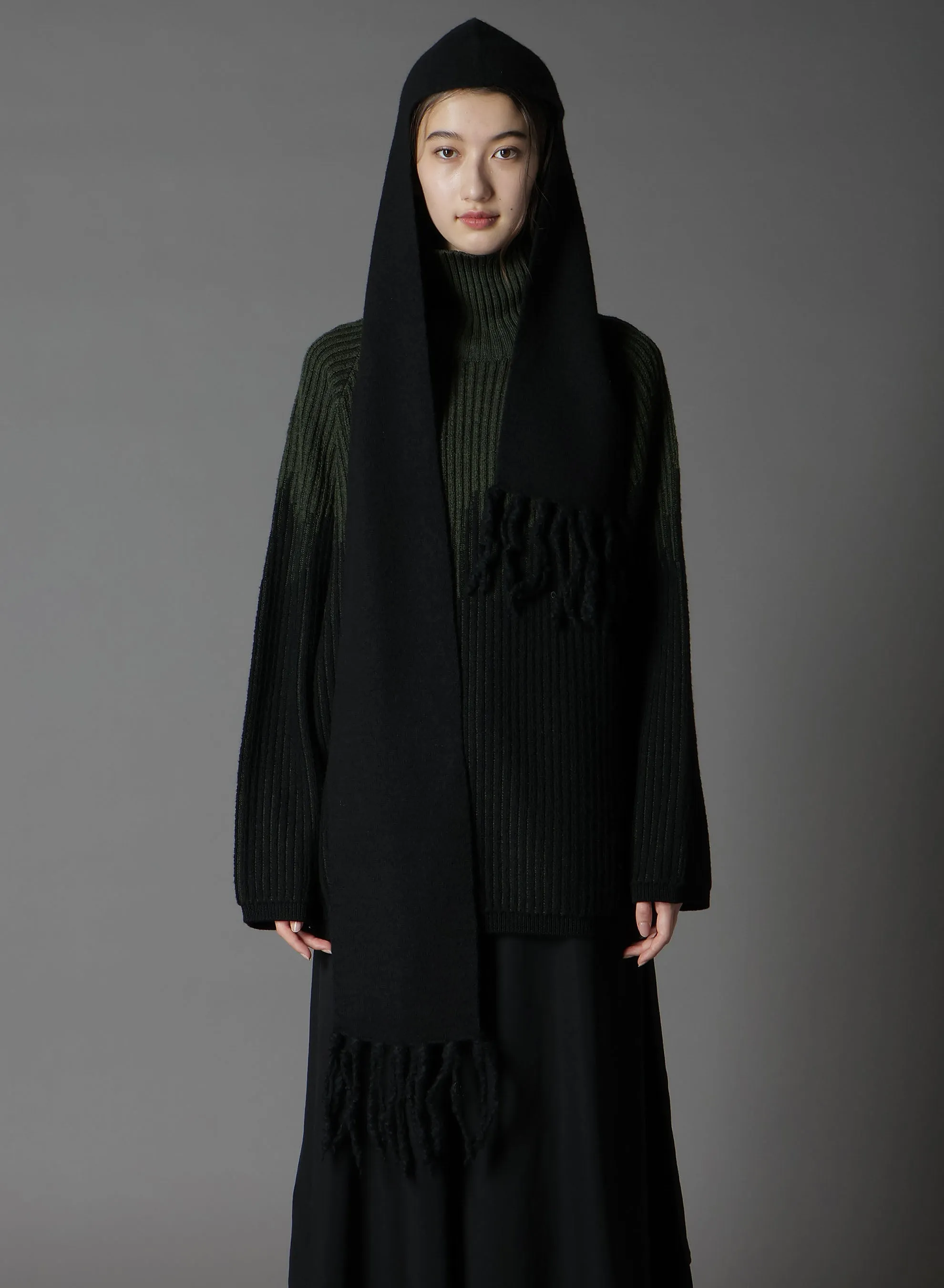 BoilMerinoWool FRINGE HOODED MUFFLER sold by Yohji Yamamoto product image thumbnail 4