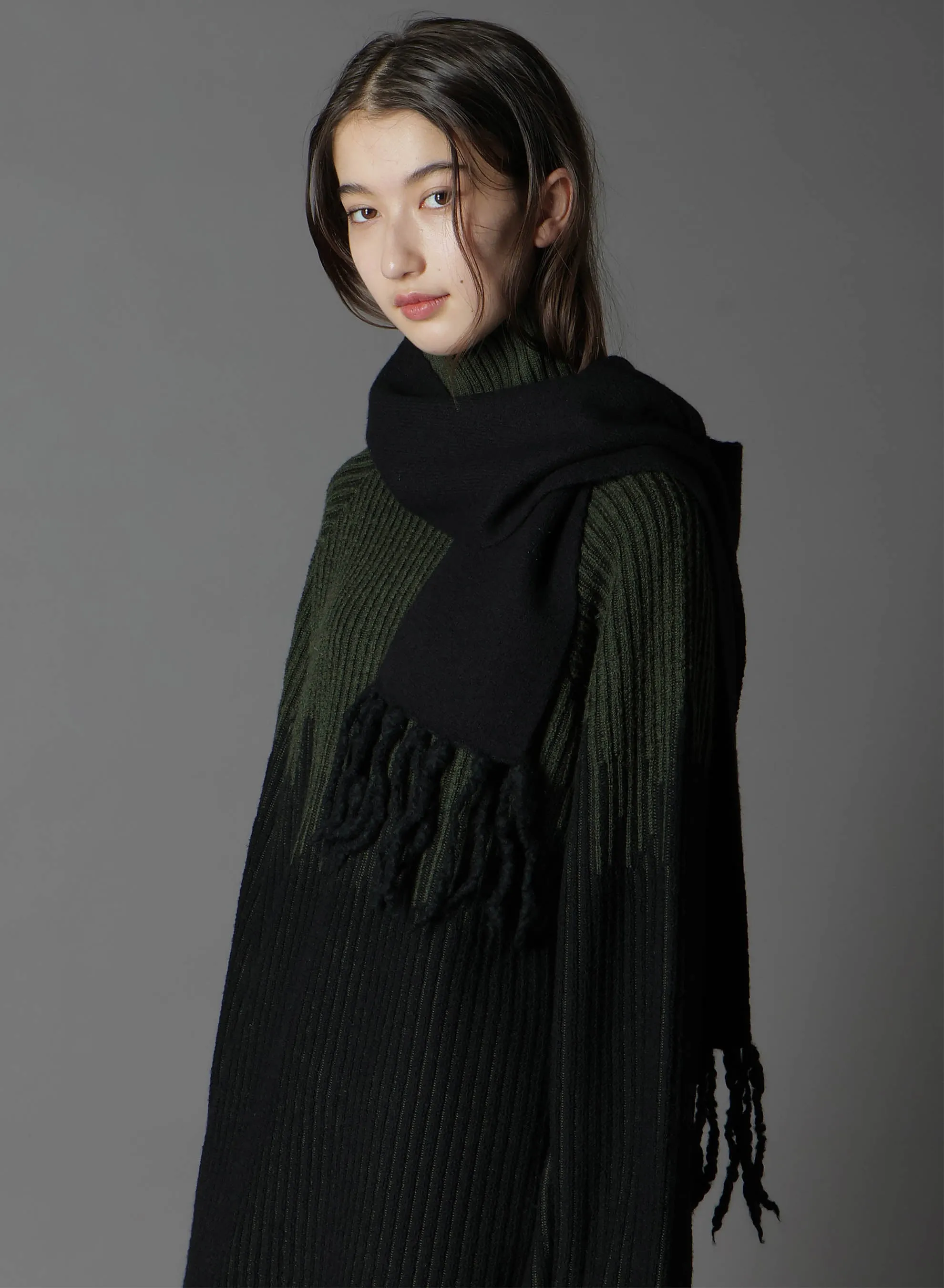 BoilMerinoWool FRINGE HOODED MUFFLER sold by Yohji Yamamoto product image thumbnail 5