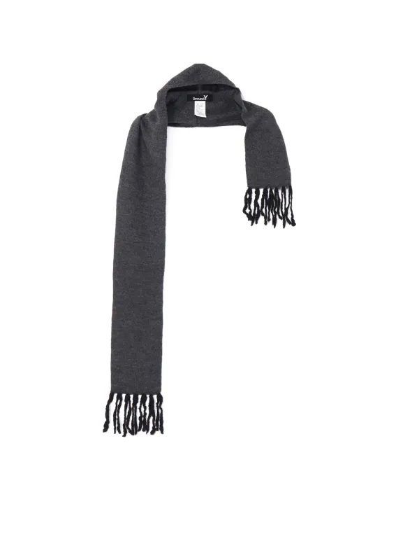 BoilMerinoWool FRINGE HOODED MUFFLER sold by Yohji Yamamoto