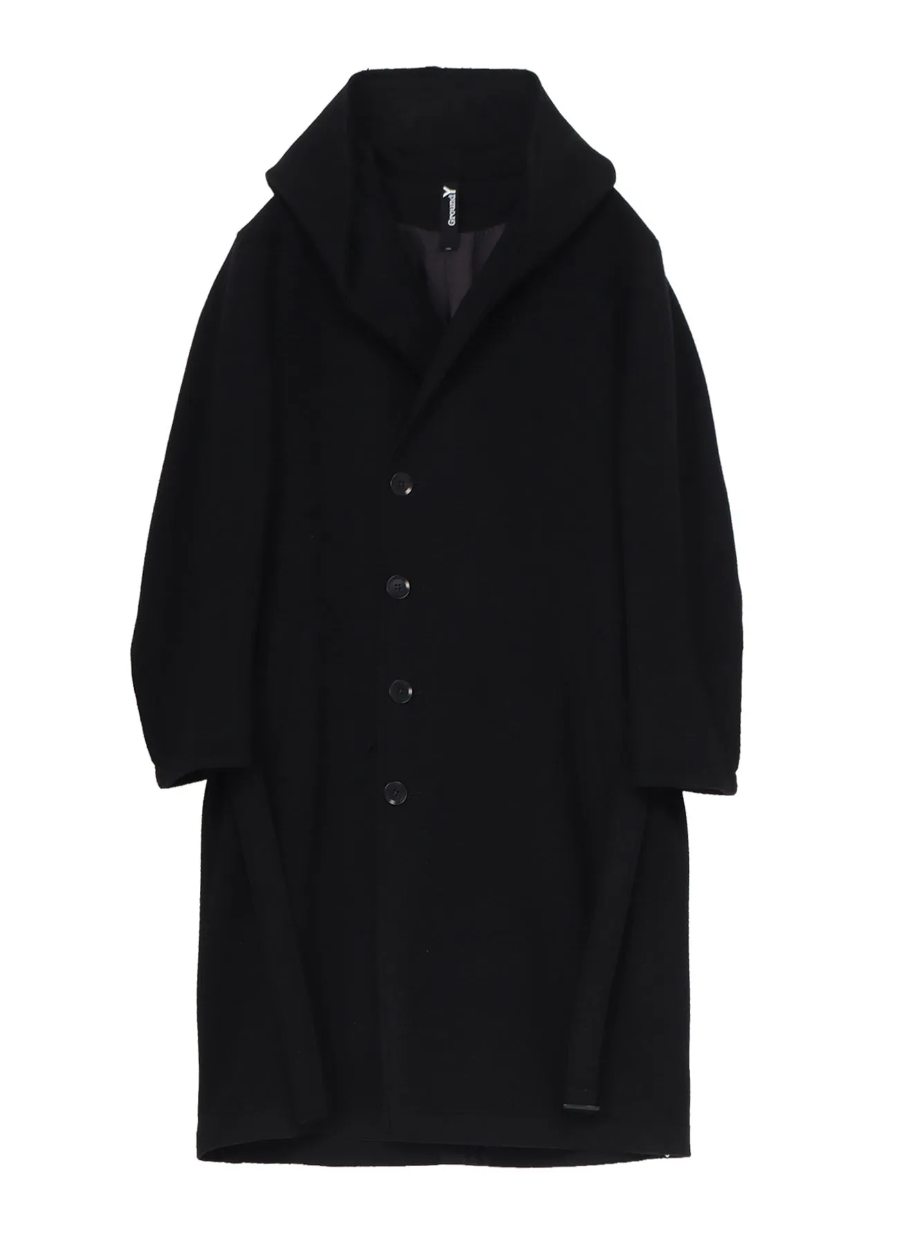 DOUBLE WEAVE MELTON UNRRIMMED HOODED COAT sold by Yohji Yamamoto product image thumbnail 2