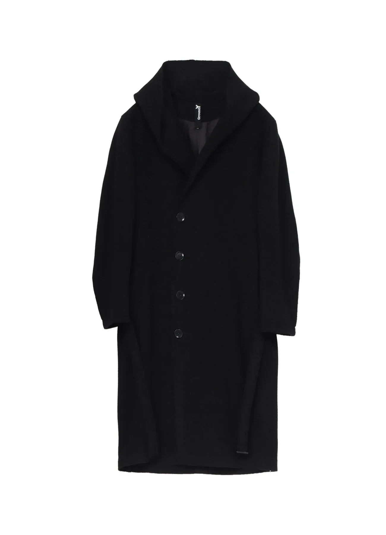 DOUBLE WEAVE MELTON UNRRIMMED HOODED COAT sold by Yohji Yamamoto