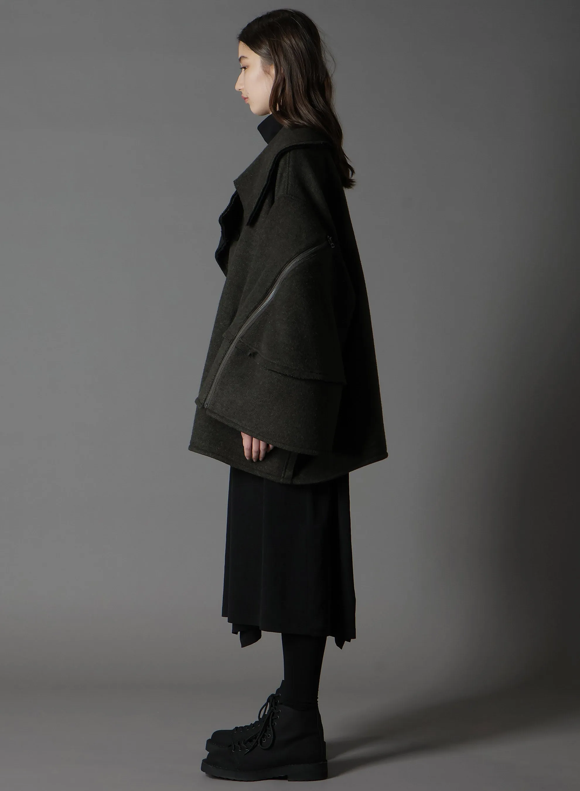 DOUBLE WEAVE MELTON SHORT LENGTH BIG SLEEVE DOUBLE COAT sold by Yohji Yamamoto product image thumbnail 3