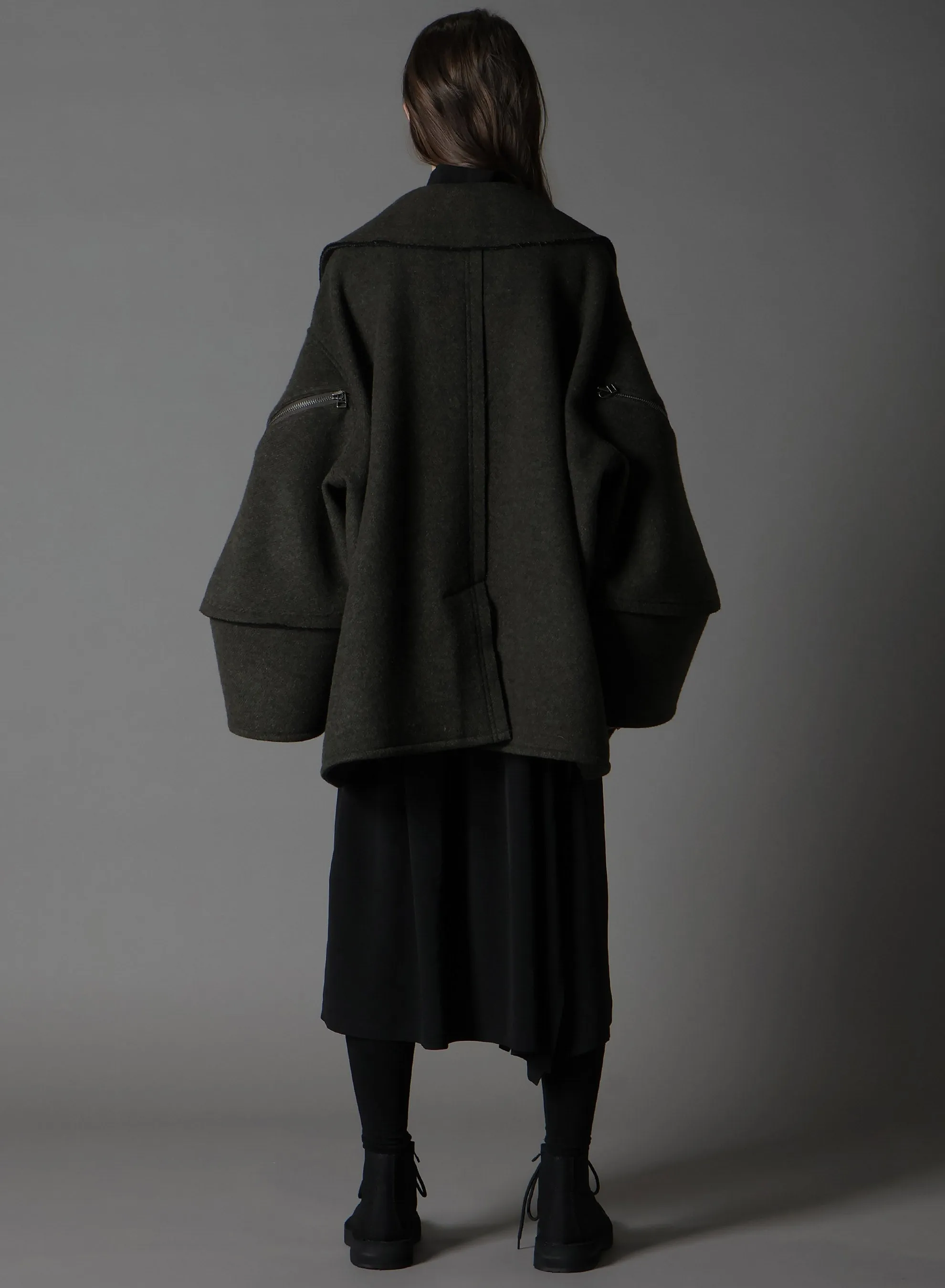 DOUBLE WEAVE MELTON SHORT LENGTH BIG SLEEVE DOUBLE COAT sold by Yohji Yamamoto product image thumbnail 4