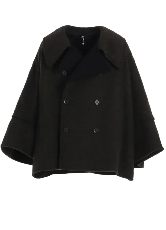 DOUBLE WEAVE MELTON SHORT LENGTH BIG SLEEVE DOUBLE COAT made by Yohji Yamamoto