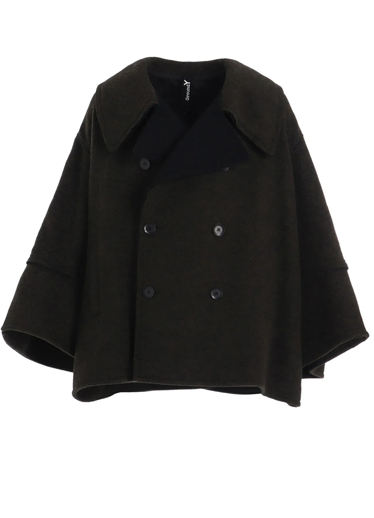 DOUBLE WEAVE MELTON SHORT LENGTH BIG SLEEVE DOUBLE COAT sold by Yohji Yamamoto