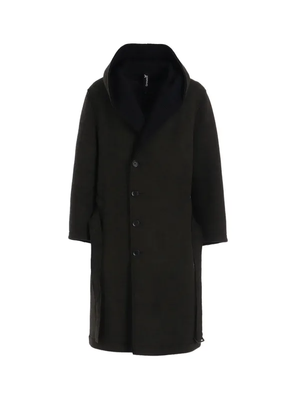 DOUBLE WEAVE MELTON UNRRIMMED HOODED COAT sold by Yohji Yamamoto