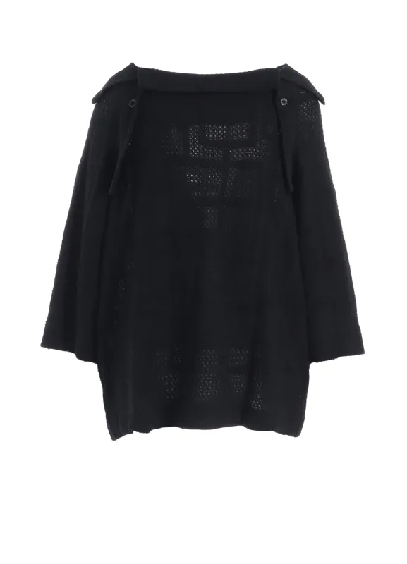 GEOMETRIC SHEER COLLARED RAGLAN PULLOVER sold by Yohji Yamamoto